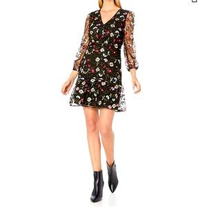 NWOT SAM EDELMAN black floral embroidered dress